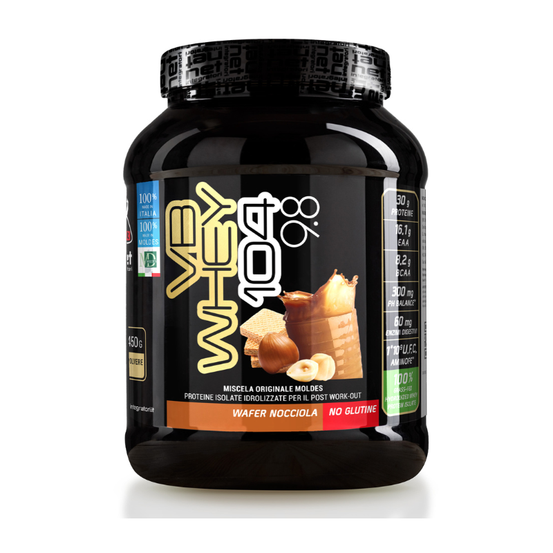 Skip to the beginning of the images gallery VB WHEY 104 9.8 450gr- Integratore di proteine in polvere per la crescita muscolare