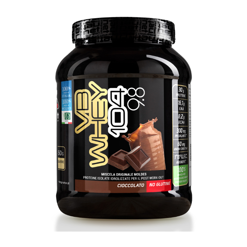 Skip to the beginning of the images gallery VB WHEY 104 9.8 450gr- Integratore di proteine in polvere per la crescita muscolare